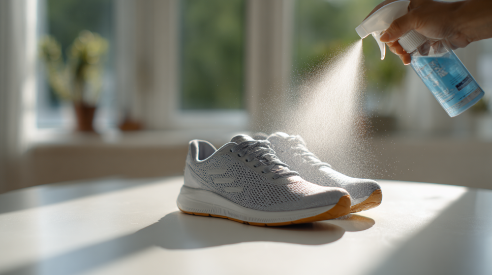 靴 臭い 消す 重曹 スプレーを実践している様子