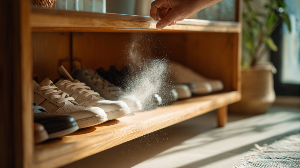 靴箱 臭い 消す 重曹を実践している様子