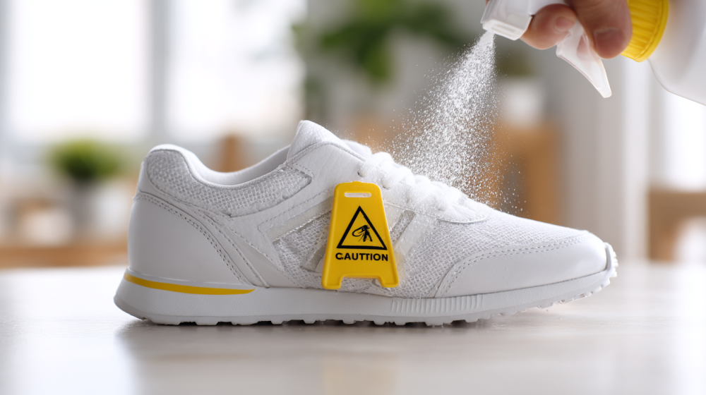 注意マークと靴のイラスト