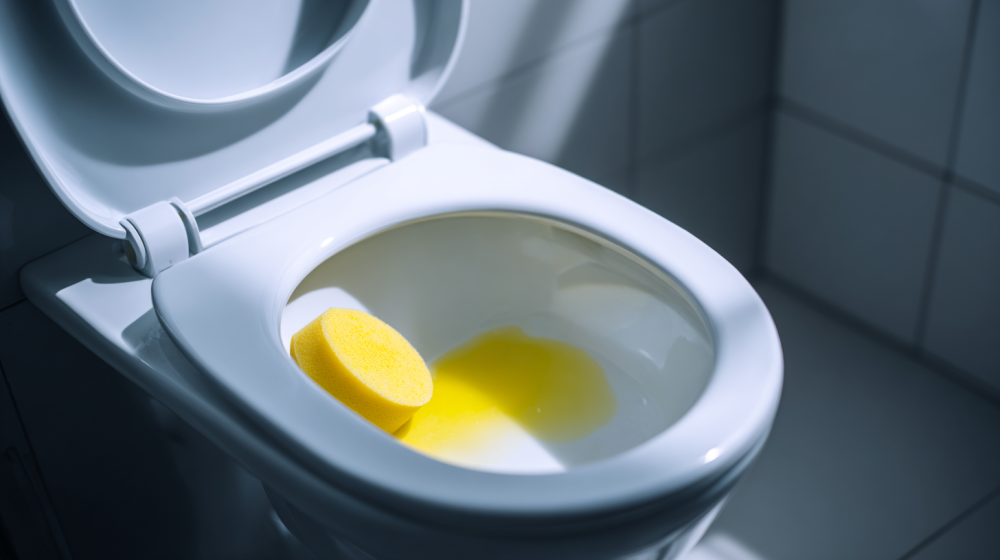 トイレの黄ばみが気になる便器のアップ