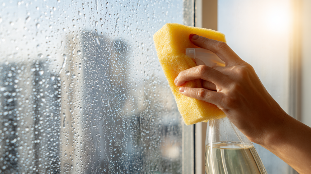 窓ガラス 水垢 落とし方の予防に使う道具