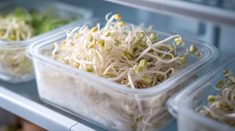 冷凍庫に入れられたもやし
