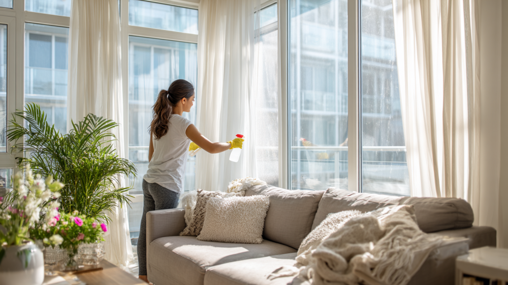 網戸 掃除 簡単 やり方を実践している様子