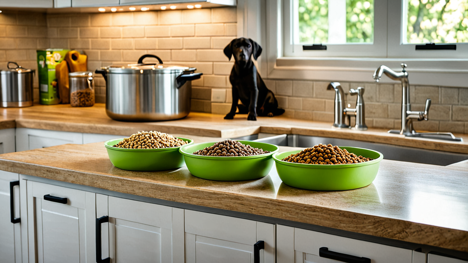 ドッグフードを保存容器に入れる様子