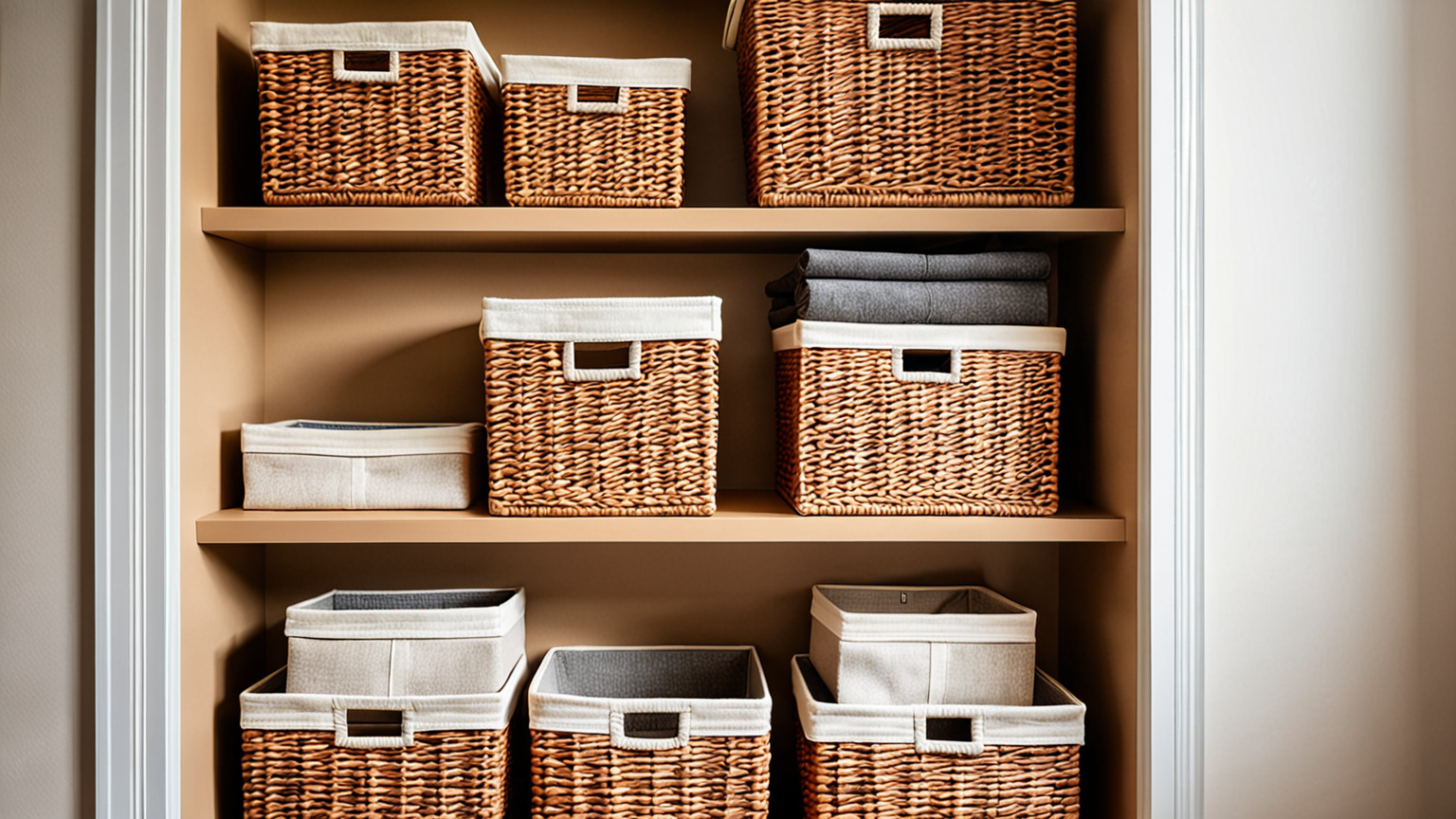 整理整頓された収納ボックスとカゴ