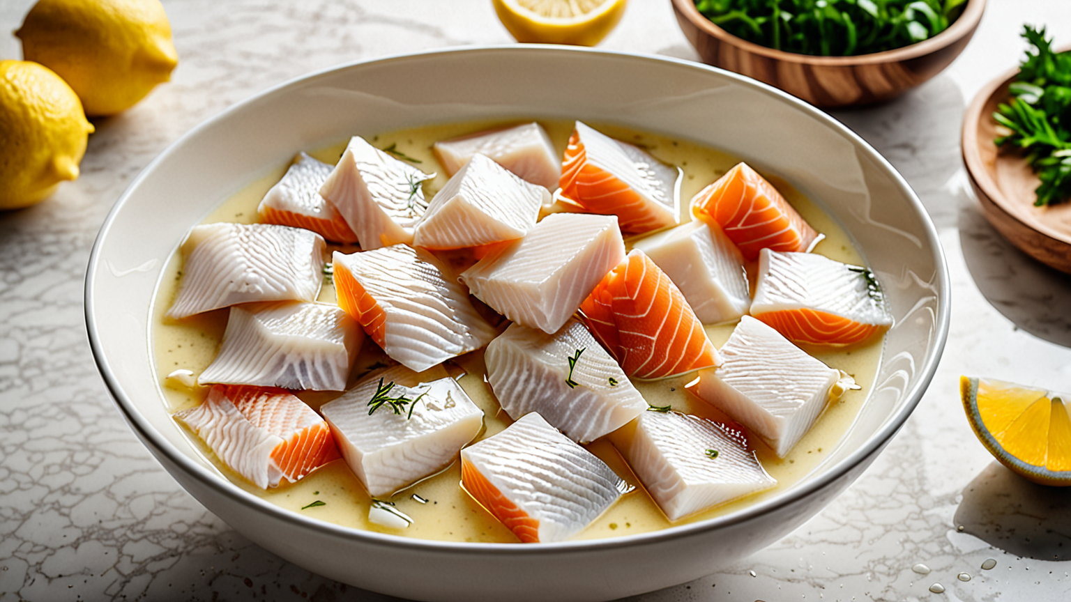 牛乳に浸した魚のイメージ