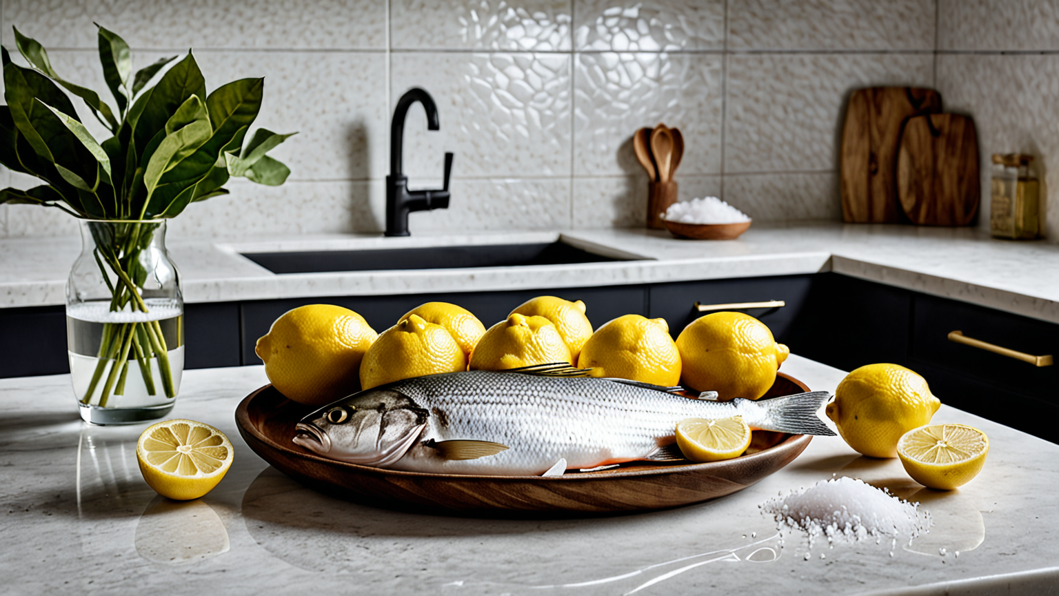 レモンや塩を使った魚の臭み取りイメージ