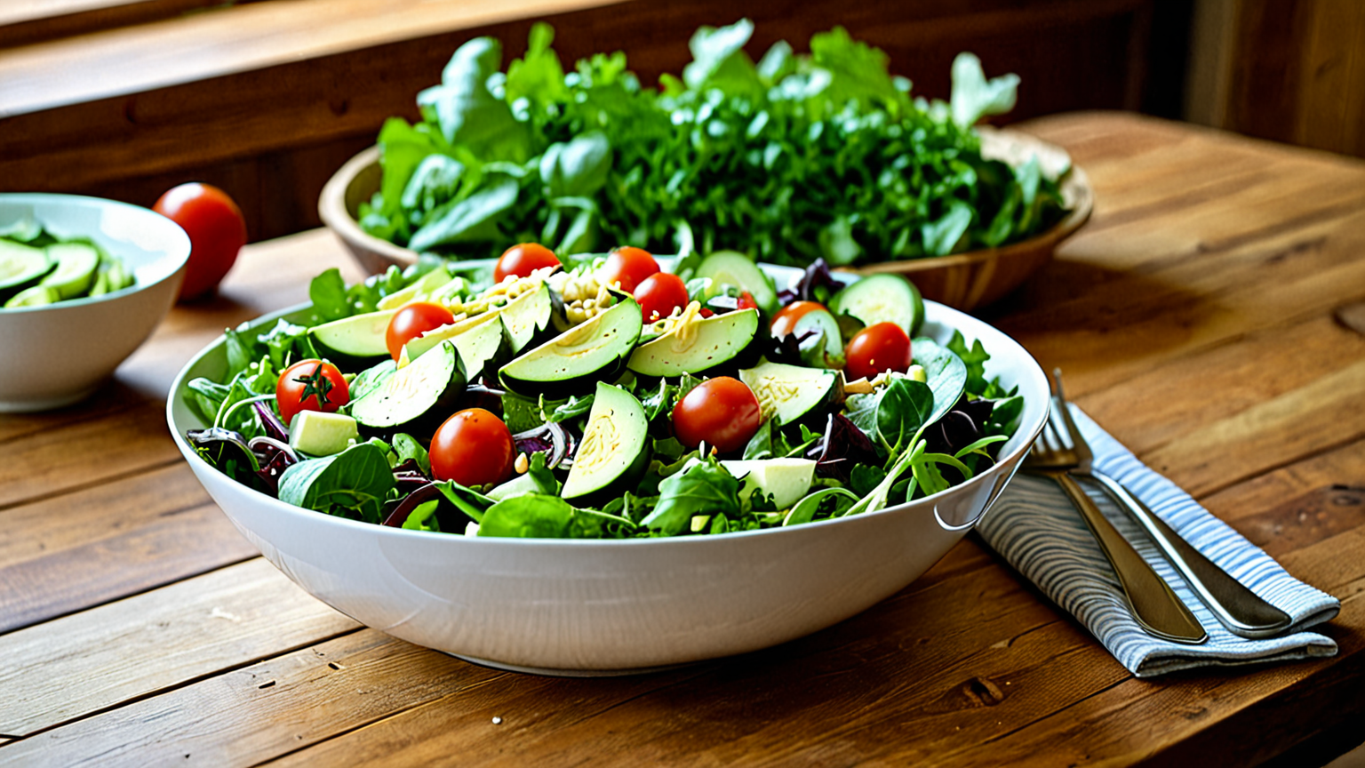 新鮮なズッキーニとサラダのイメージ