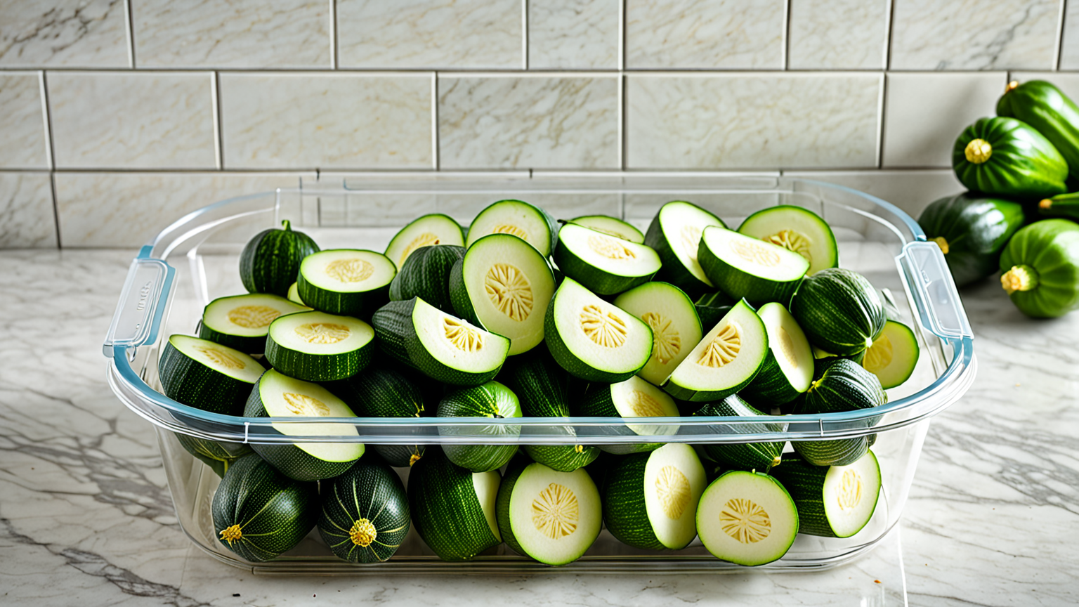 保存容器に入ったズッキーニ