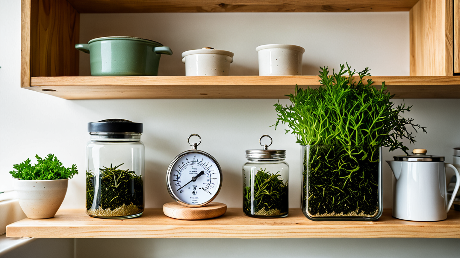 のりの保存容器と湿度計