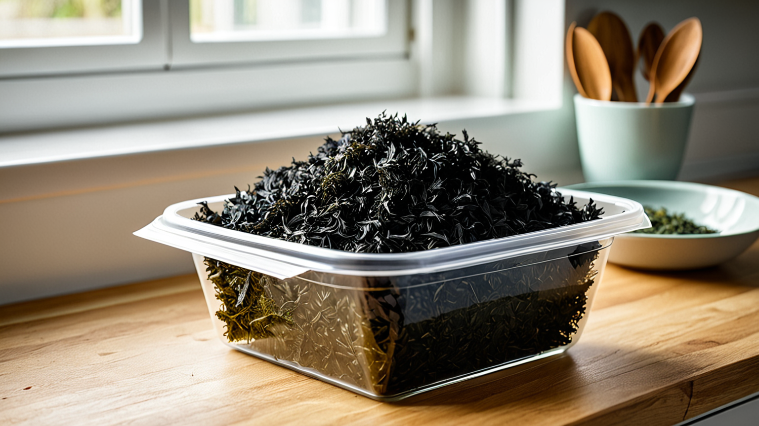 のりを密閉容器に入れて保存している様子