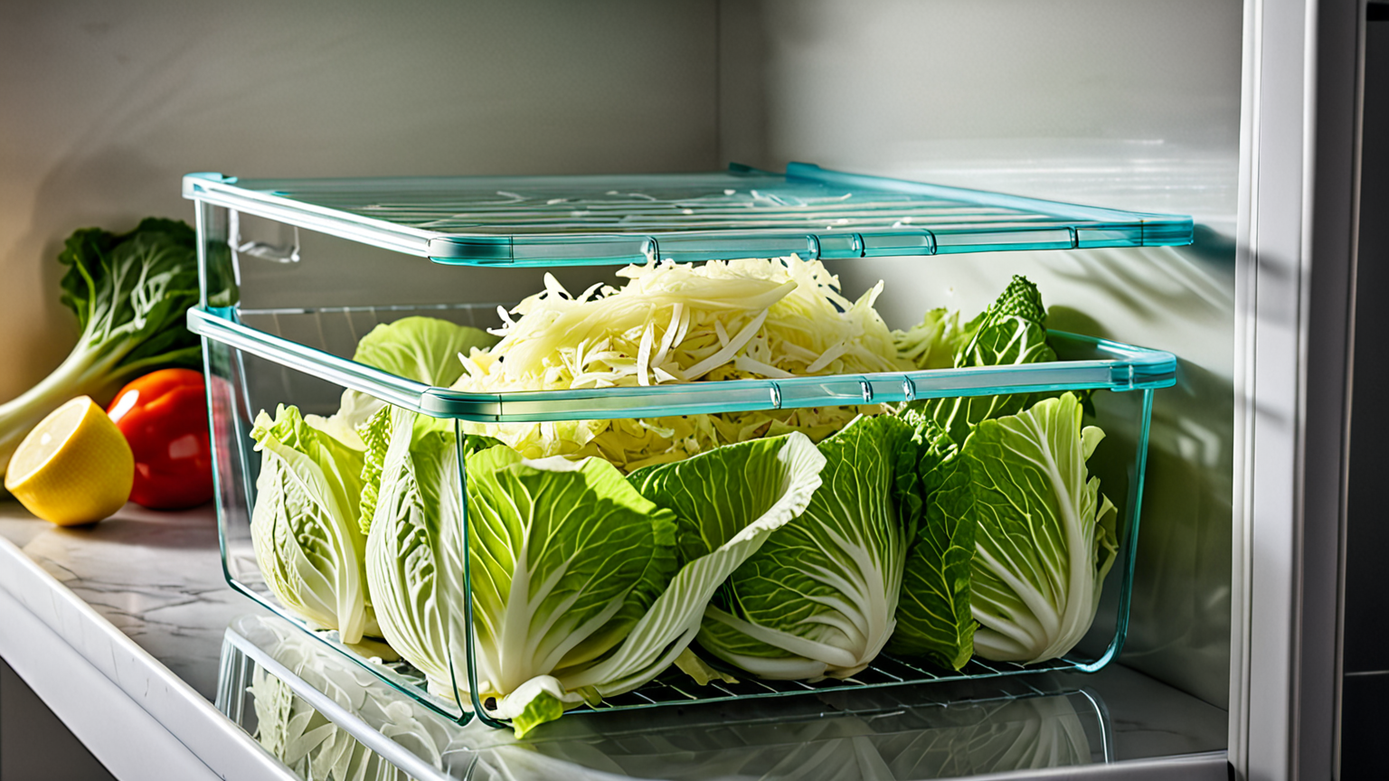 冷蔵庫内で保存された千切りキャベツ