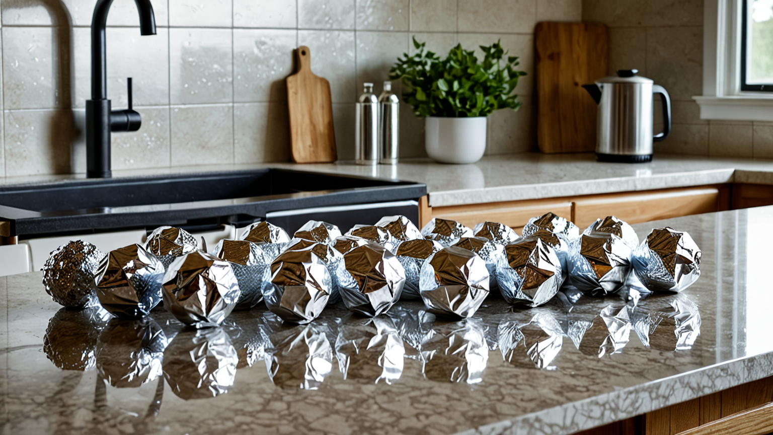 アルミホイルを丸める手元のアップ