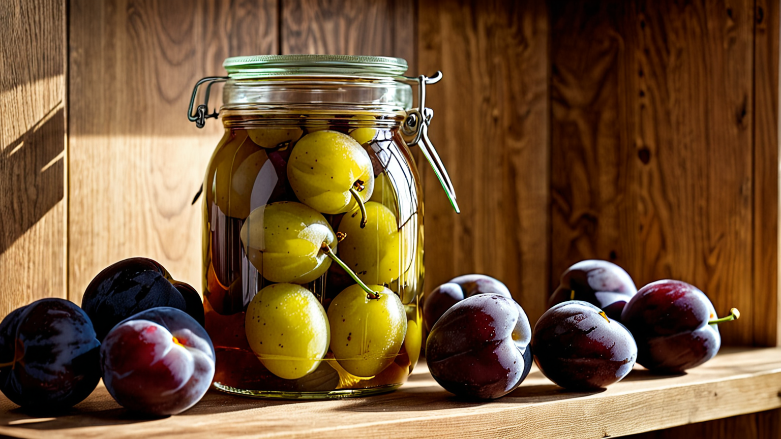 梅干しの瓶詰めと保存場所のイメージ