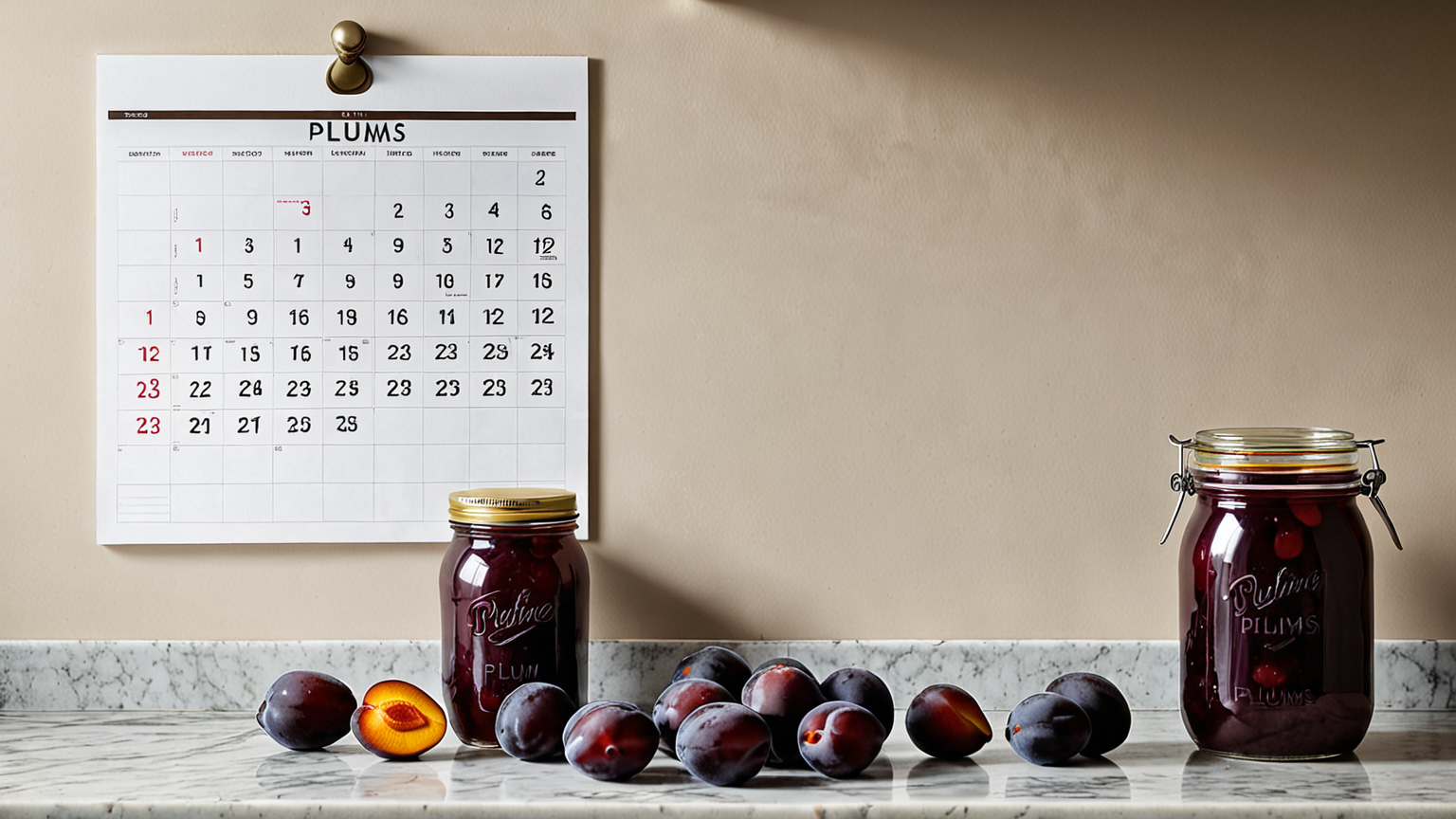 保存期間を示すカレンダーと梅干しのイラスト