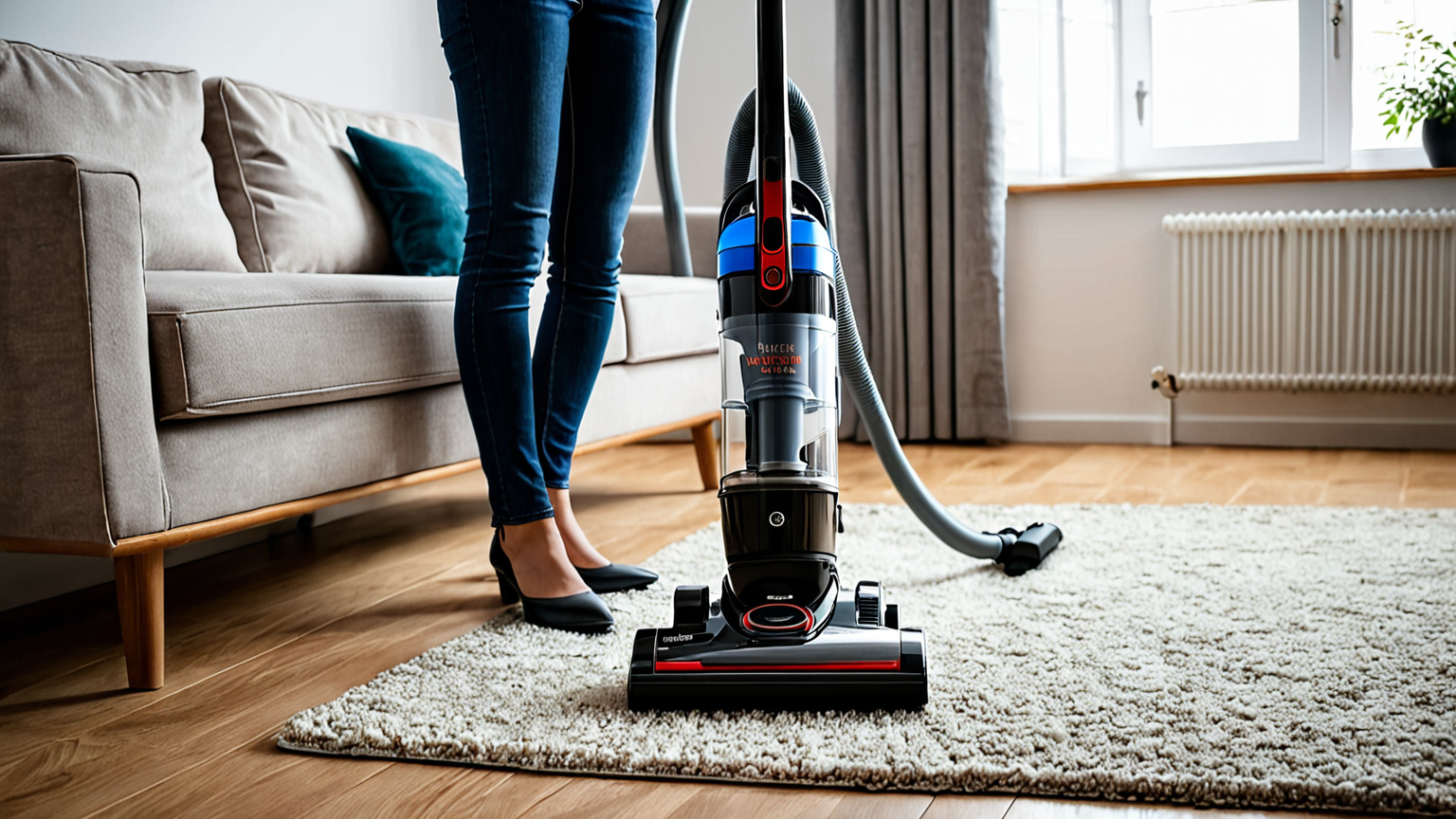 掃除機の準備をする様子