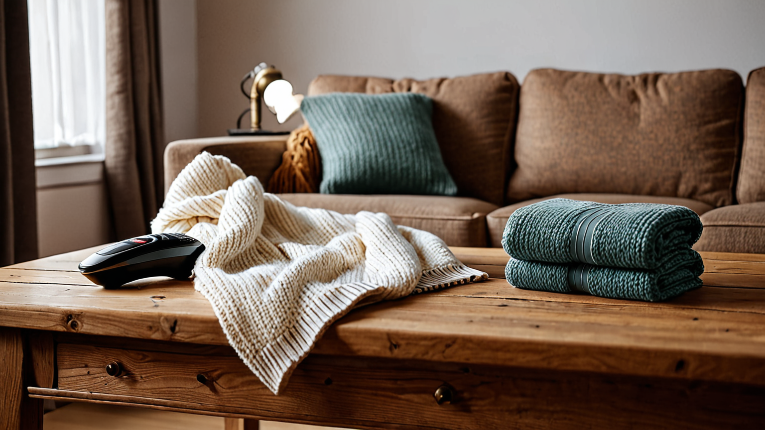 毛玉取り器を使っている様子