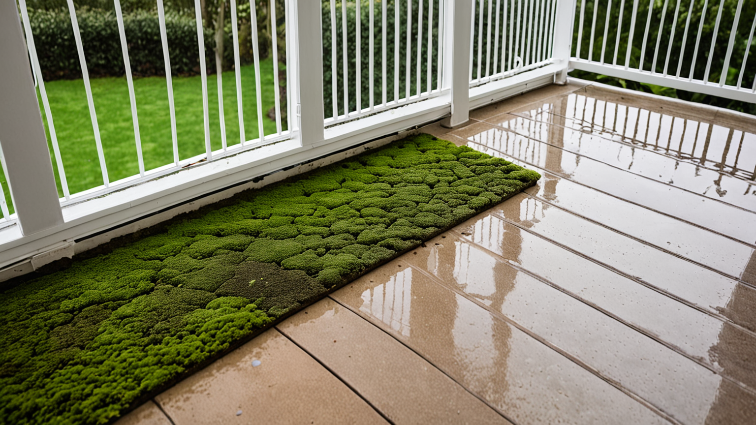 ベランダのコケと重曹のイメージ