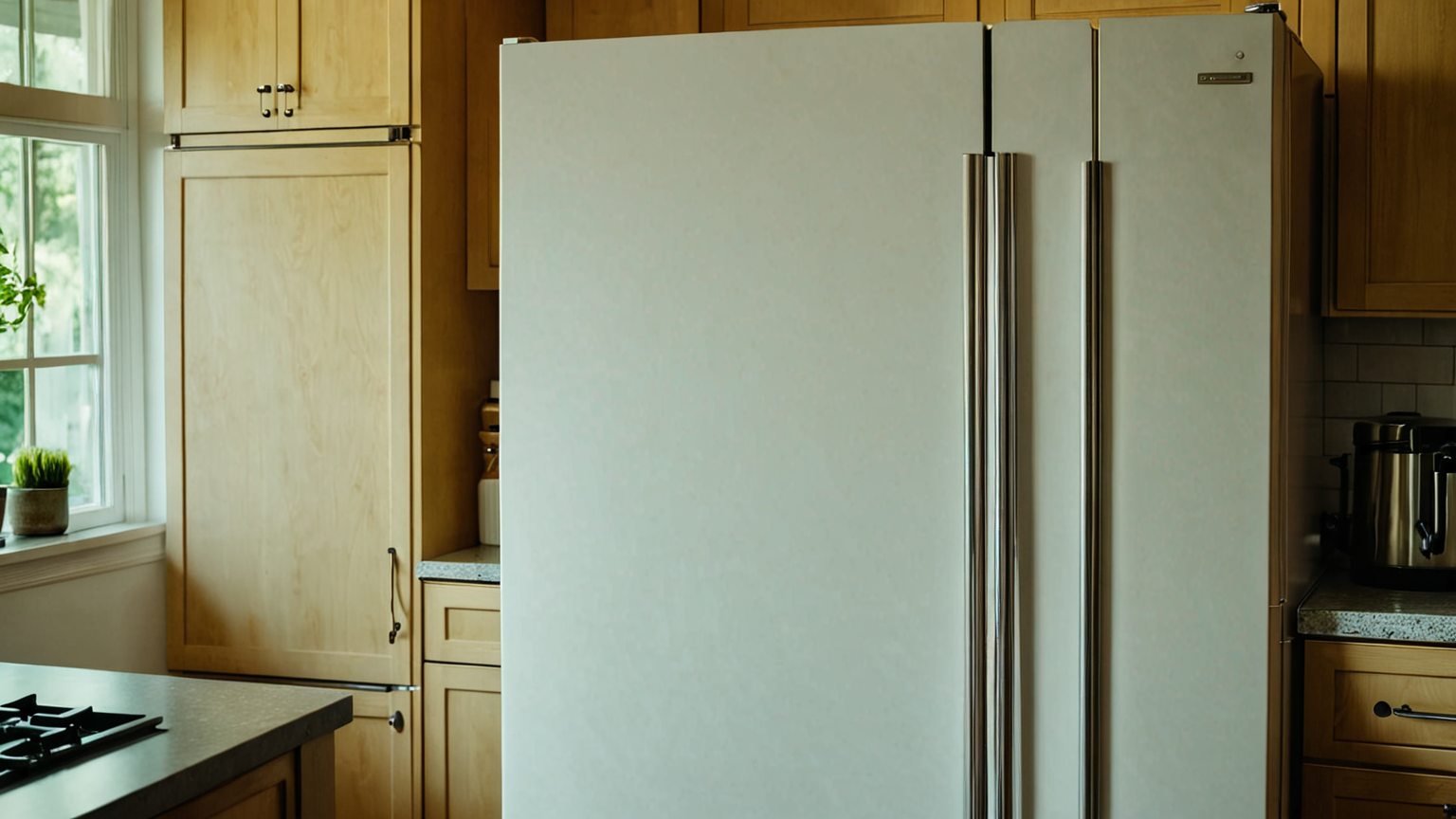 食品衛生の注意書きが貼られた冷蔵庫の扉