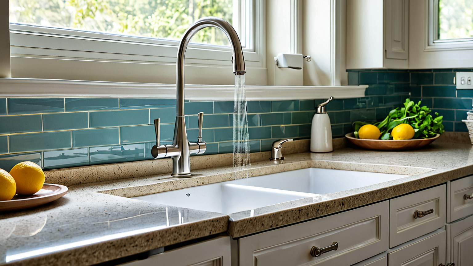 蛇口根元の汚れが目立つキッチン