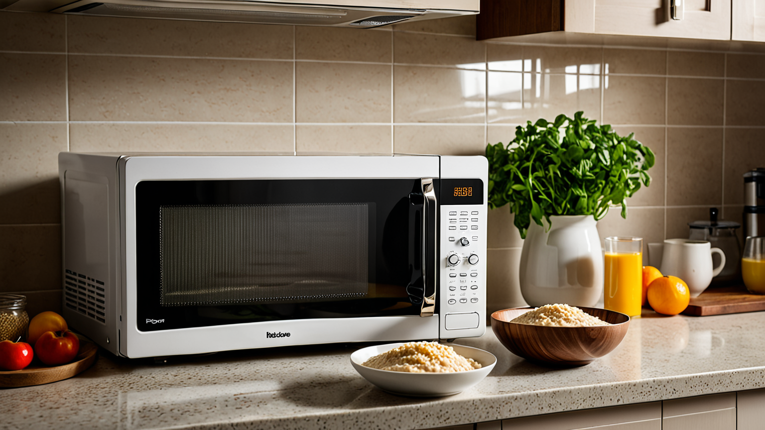 電子レンジで解凍中のお粥