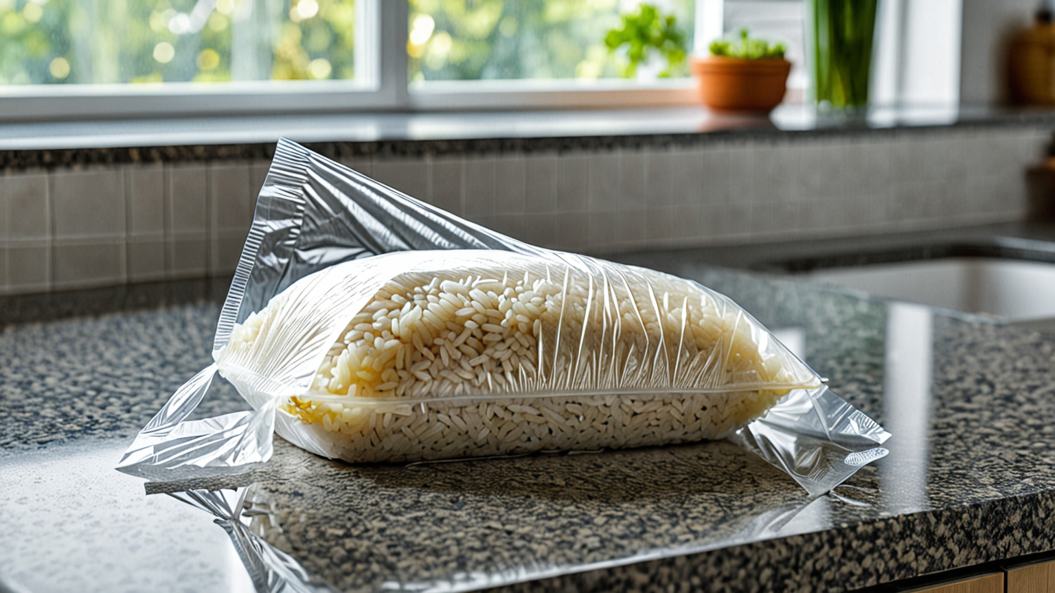 ラップで包まれた一膳分の冷凍ご飯