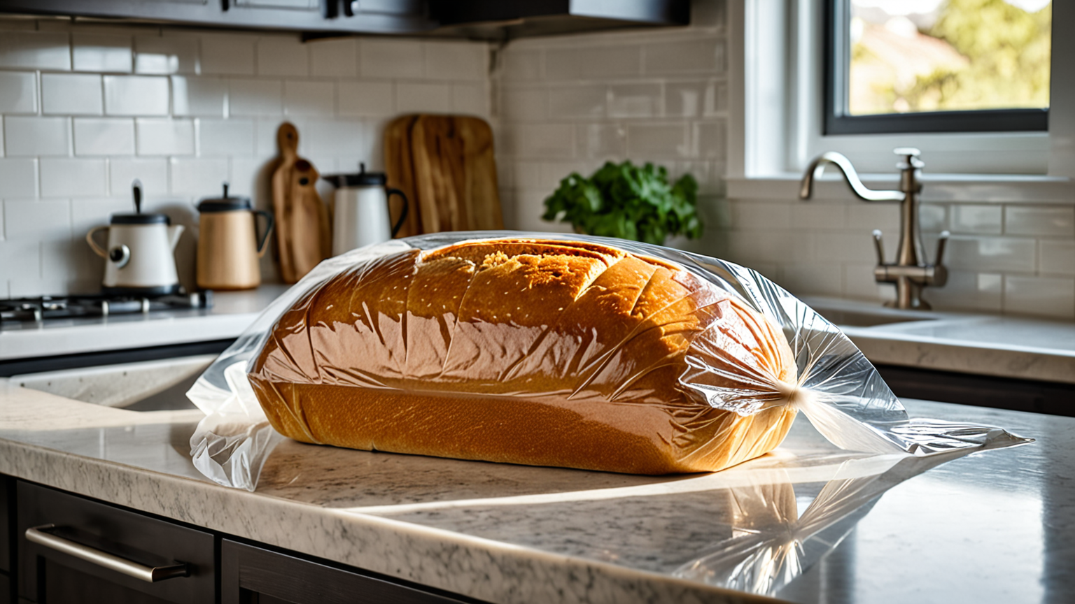 ラップで包まれた食パン