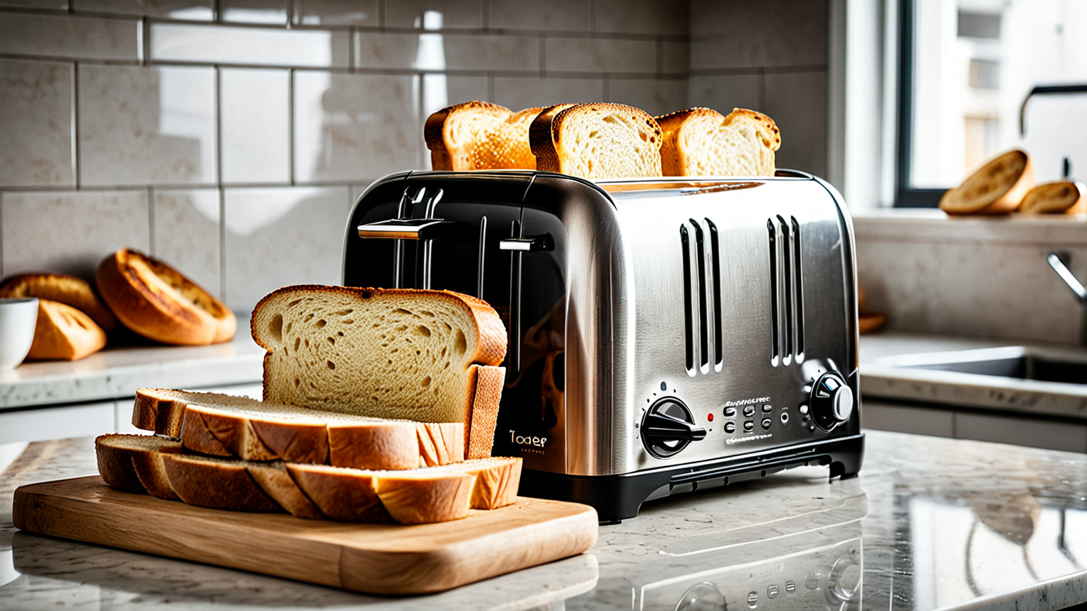 トースターで焼かれる食パン