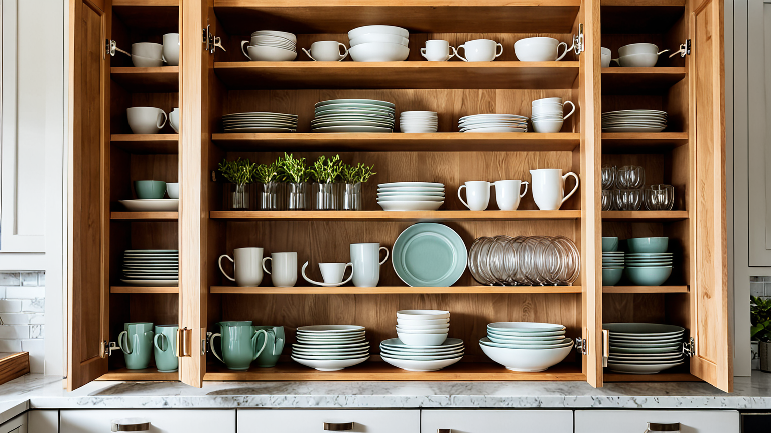 きれいに整理された食器棚