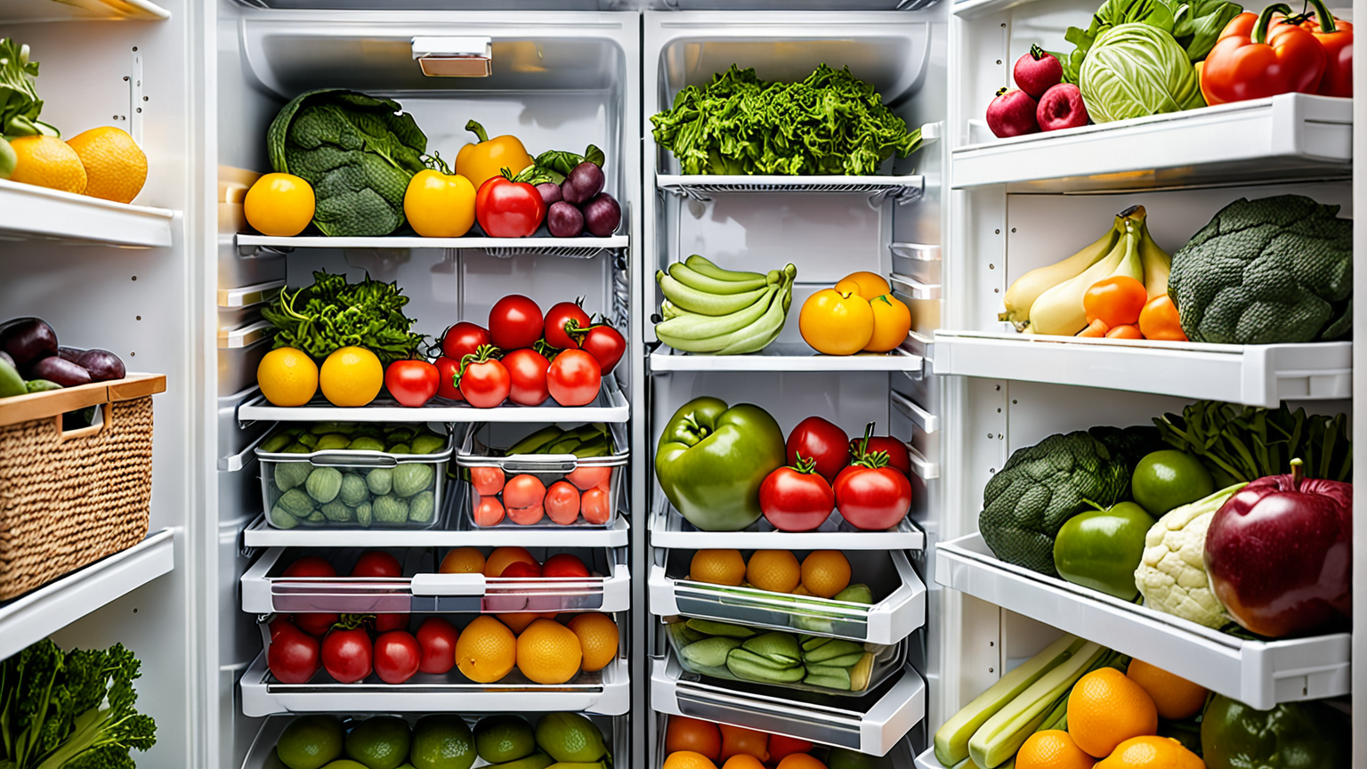 冷蔵庫内で保存期間をチェックしている様子