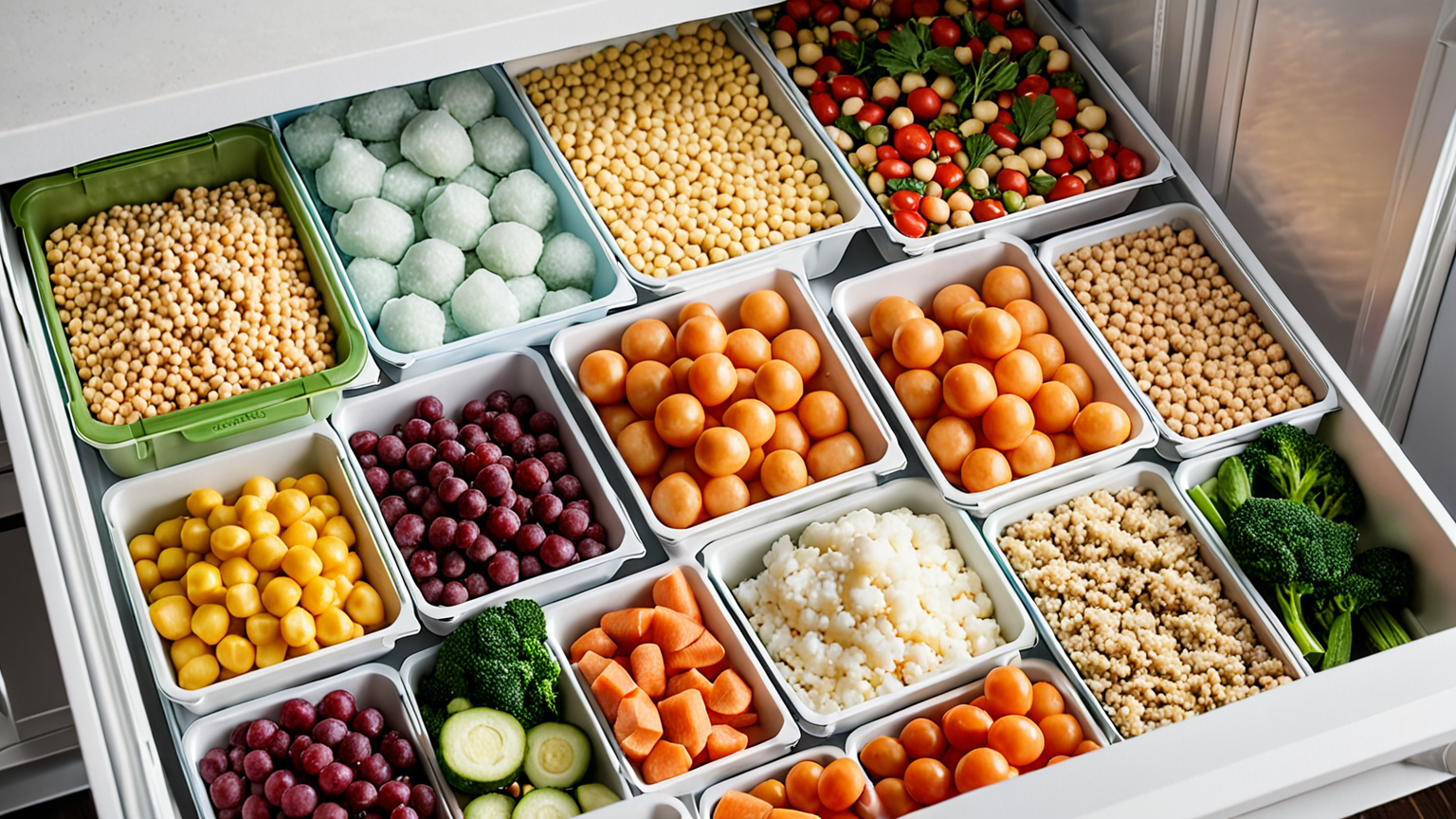 冷凍保存されたさまざまな食材