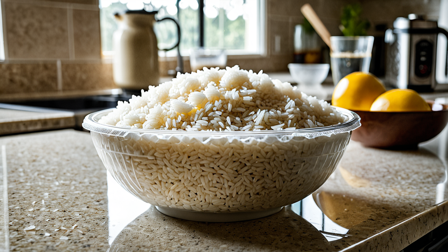 ふんわりラップをかけたご飯の温め準備