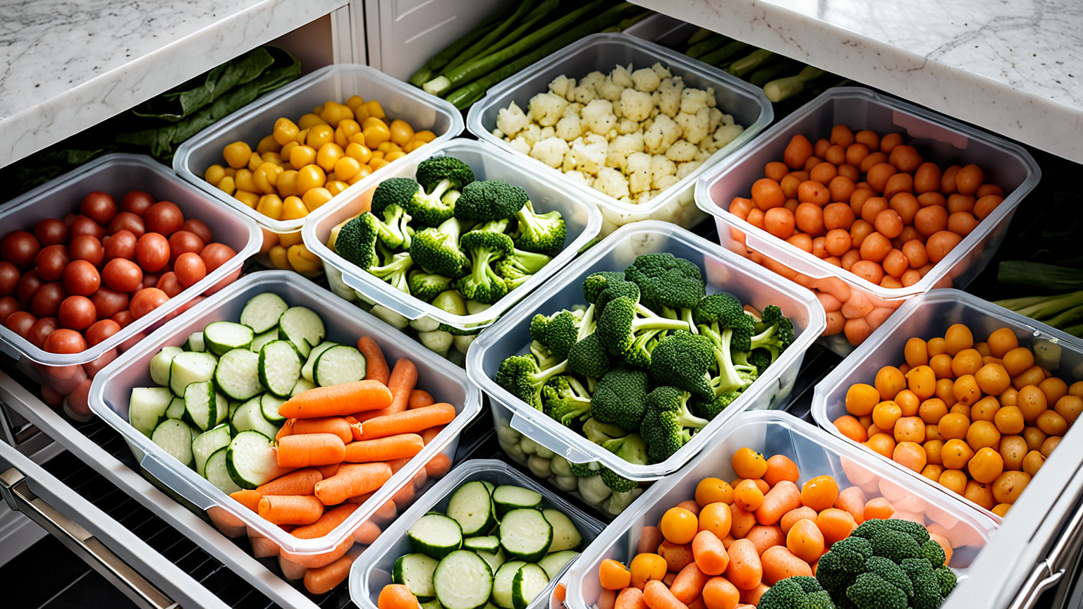 冷凍庫に入った冷凍保存用の炒め物パック