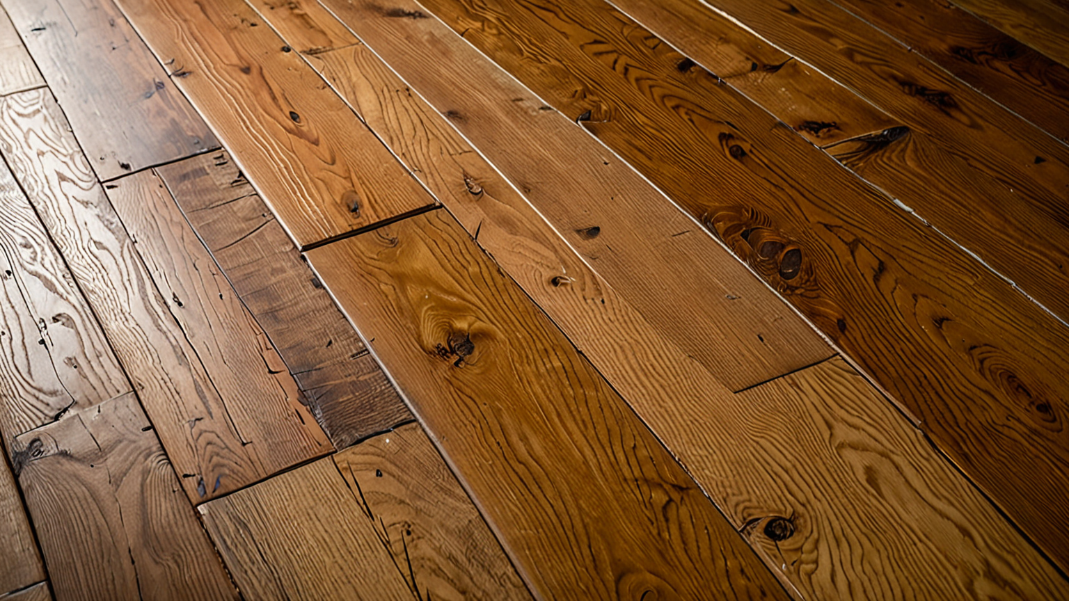 フローリングのワックス剥がれ部分のクローズアップ