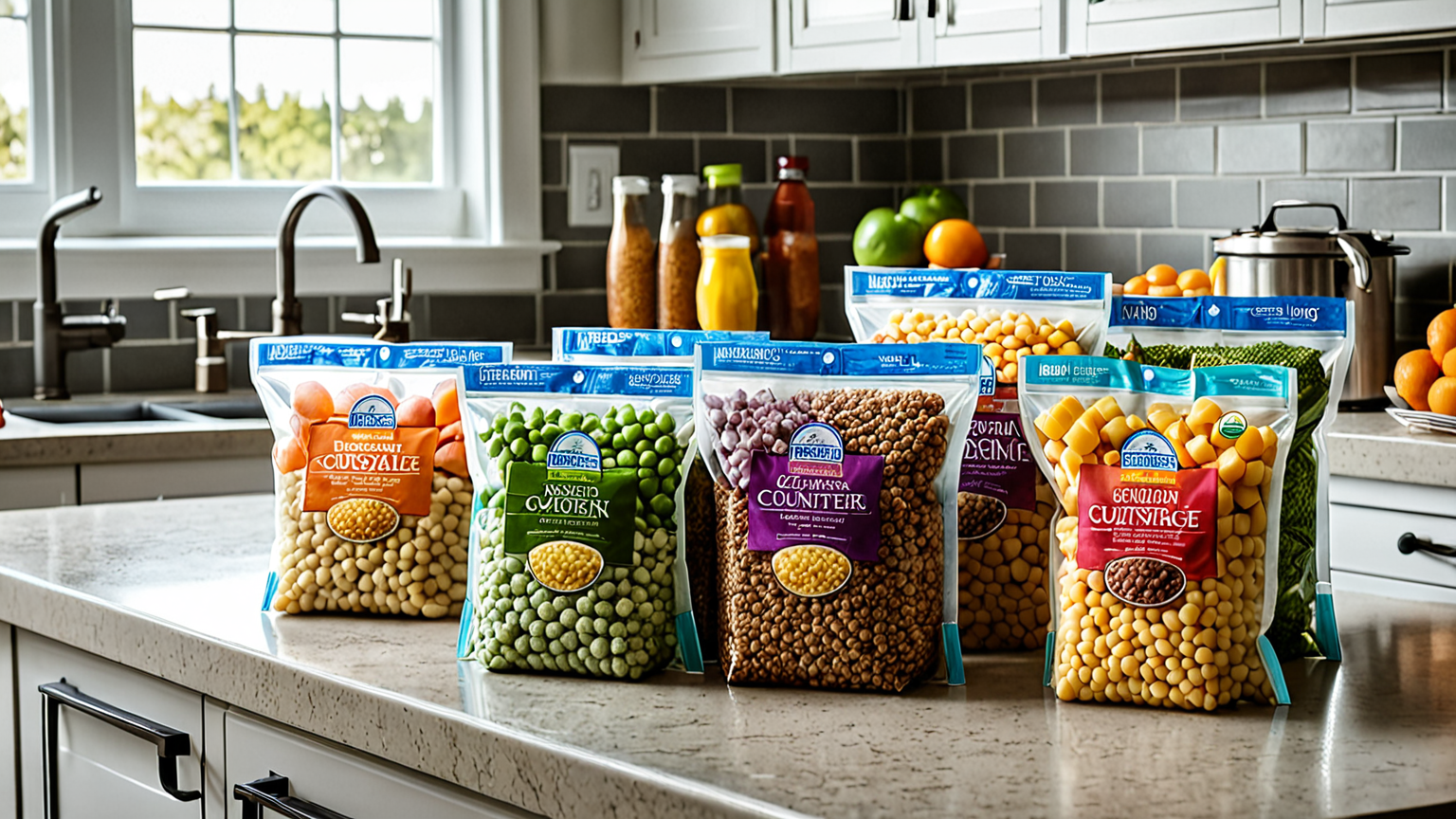 冷凍食品の包装と保存袋のイメージ