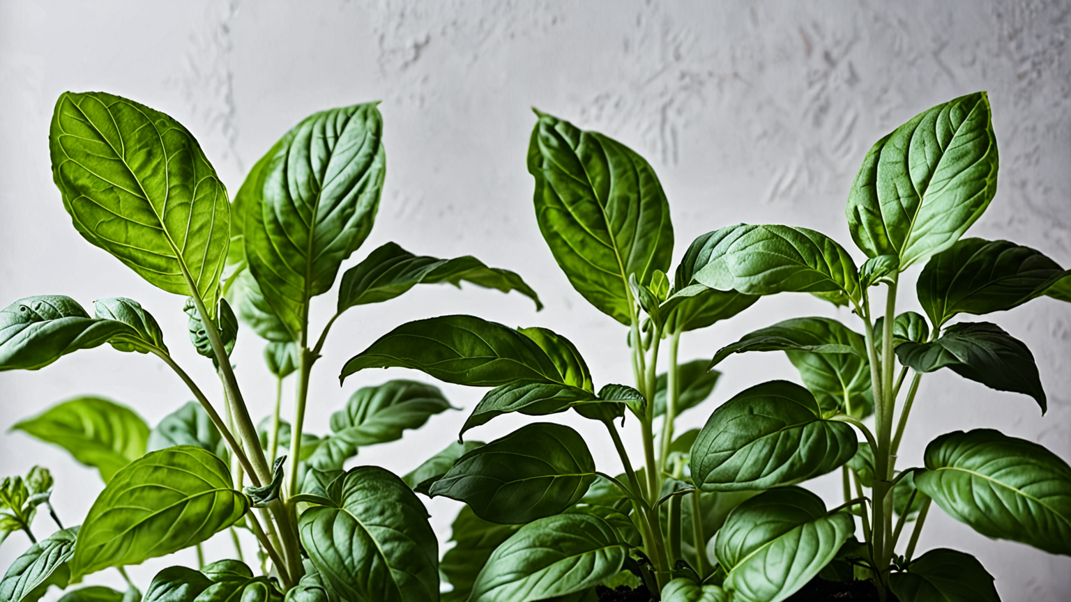 黒ずんだバジルの葉と健康な葉の比較