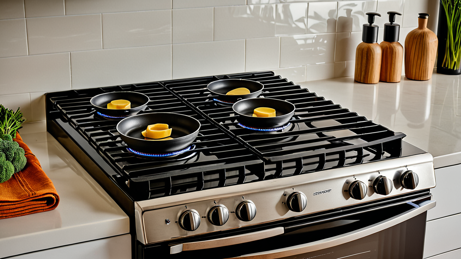 きれいに磨かれた五徳と布巾