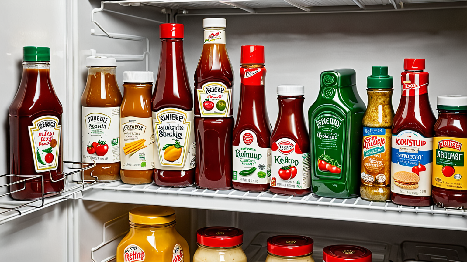 冷蔵庫に保存されたケチャップの瓶