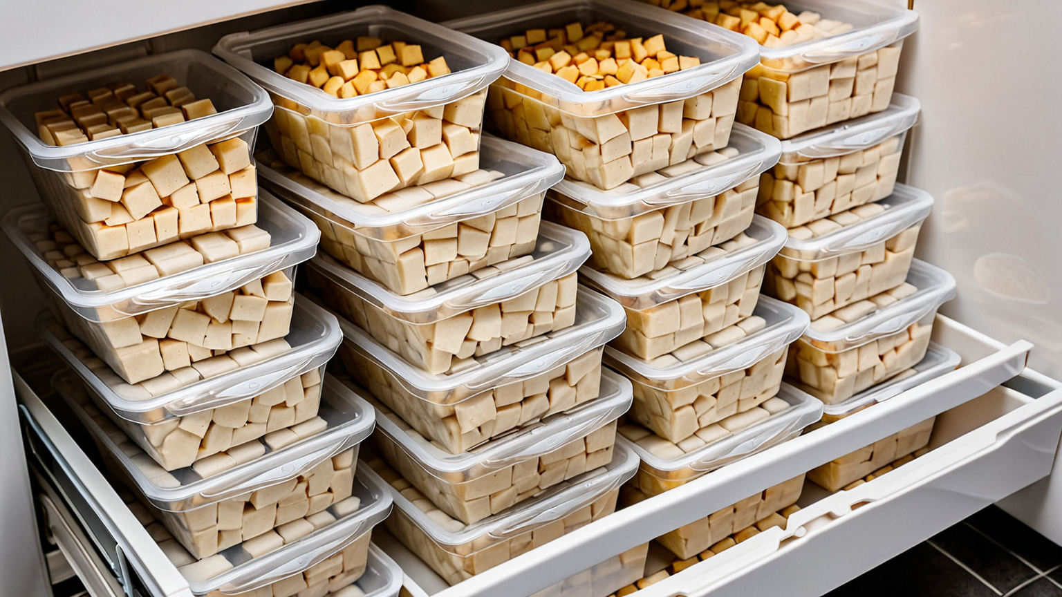 冷凍庫に保存された油揚げ