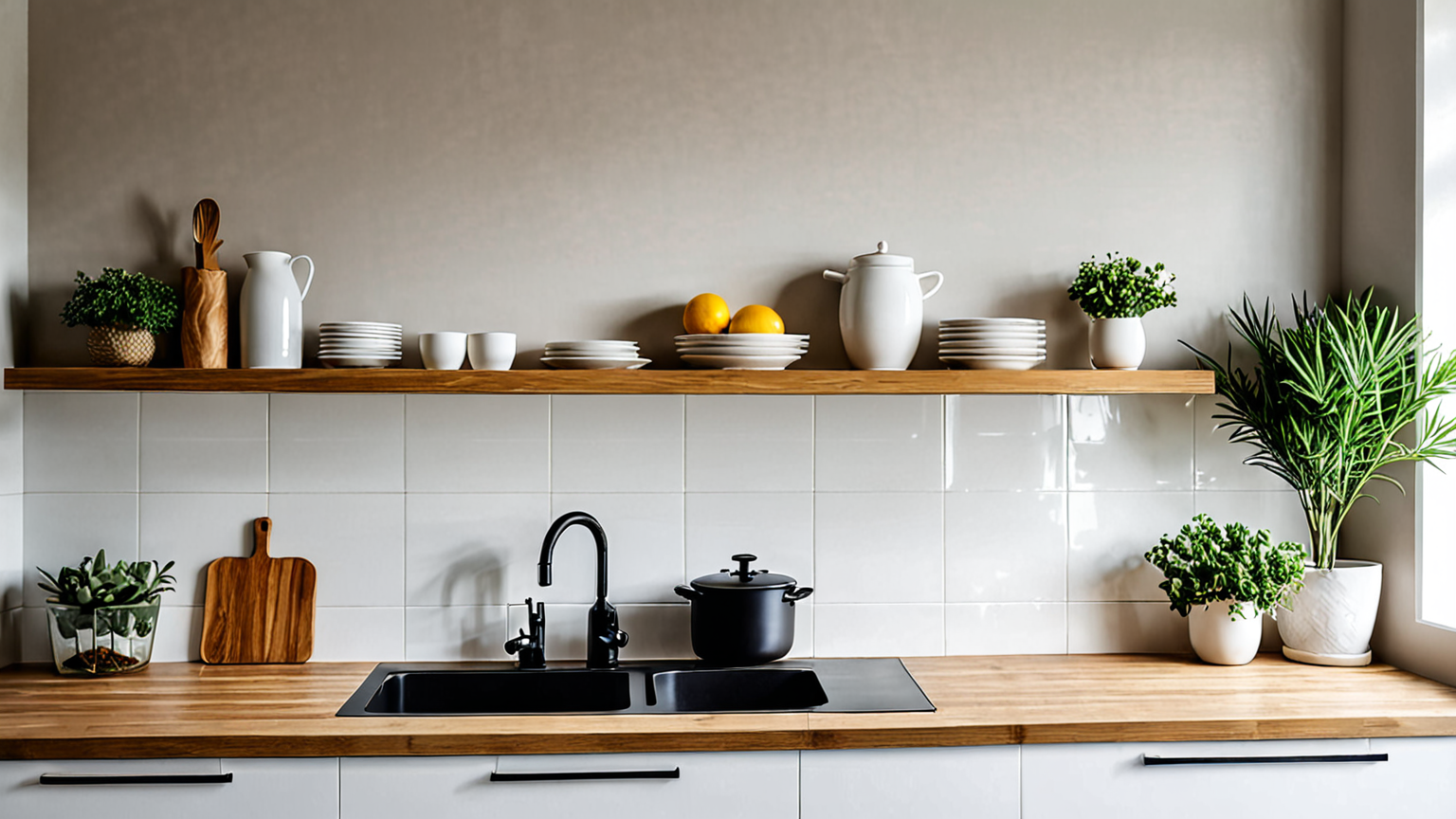 きれいに掃除されたキッチンの壁