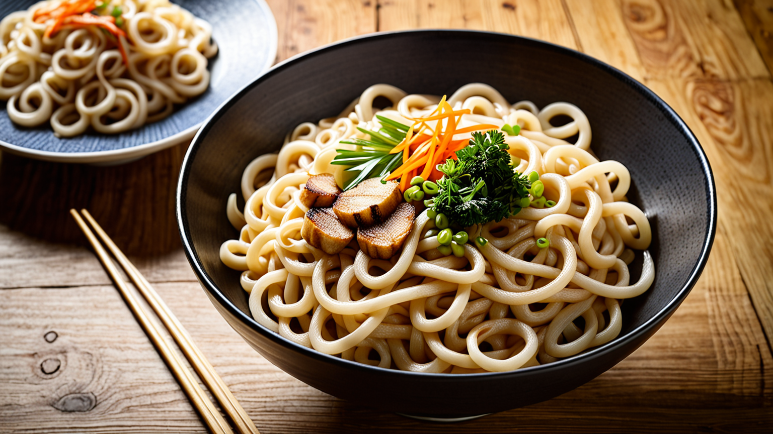 きれいに茹で上がったうどんの写真