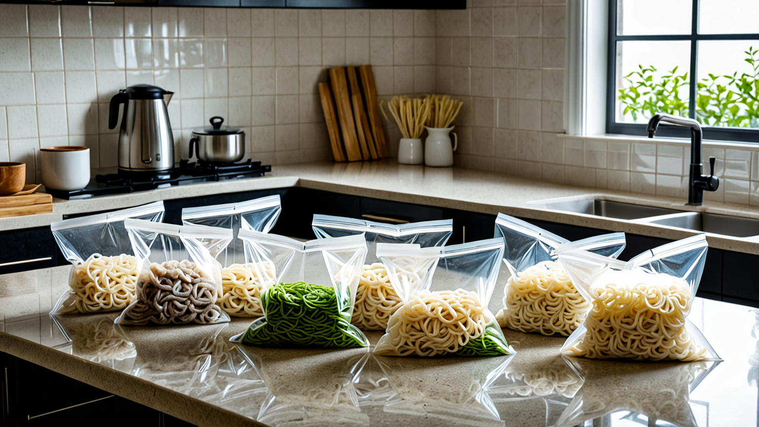 冷凍保存用の袋に入ったうどん