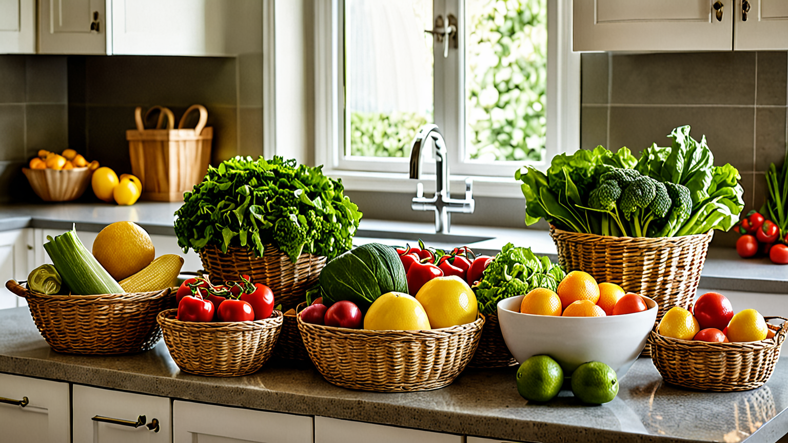 新鮮な野菜と果物の保存イメージ