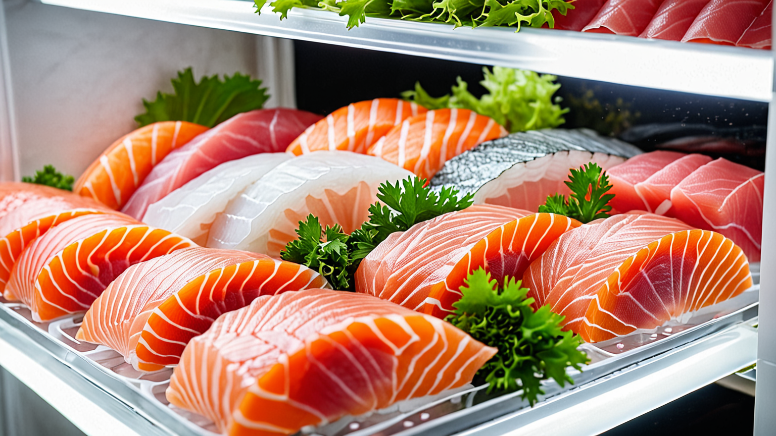 冷蔵庫で保存された刺身パック