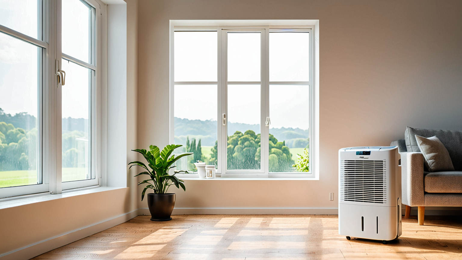 除湿機と換気をしている部屋の様子