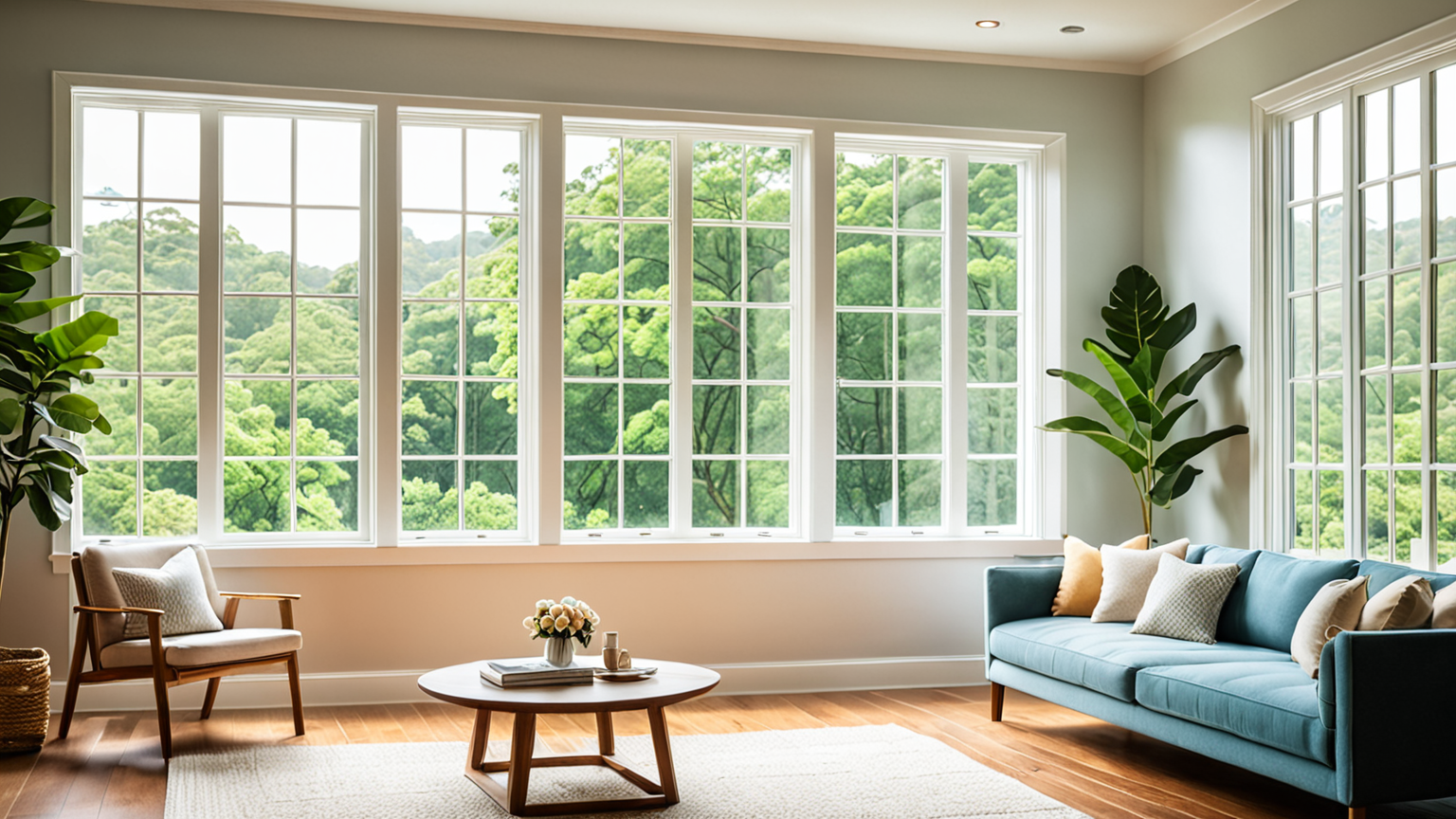 窓を換気している室内の様子