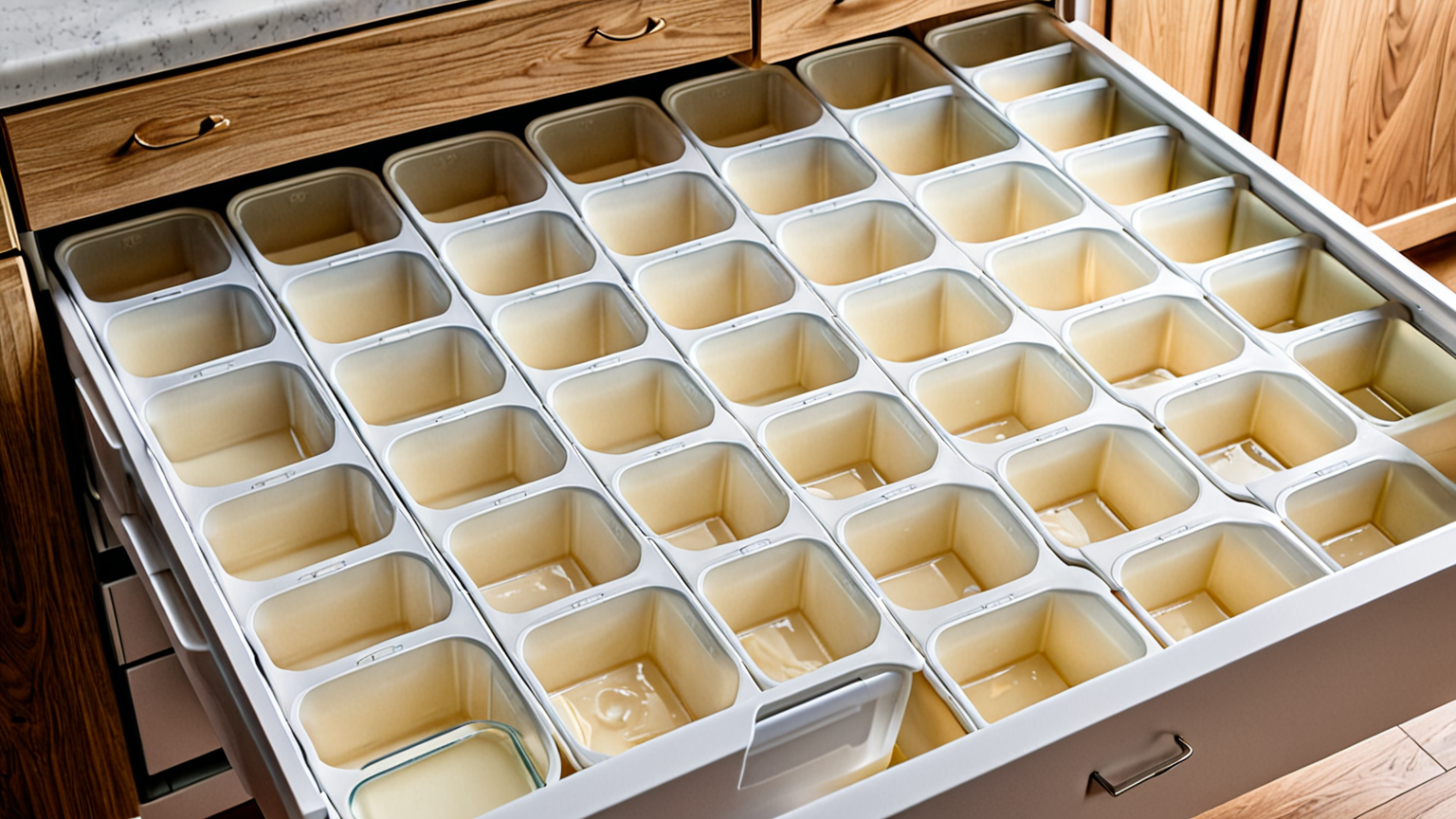 冷凍庫内でラベル付きの母乳が並ぶ様子