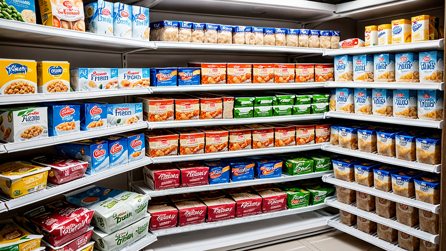 冷凍庫の中で整理された食品