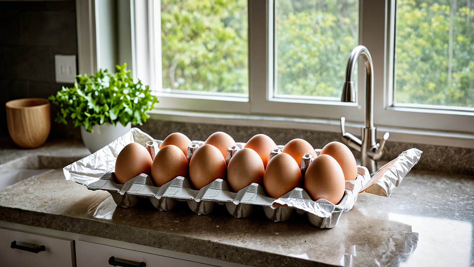 卵ケースにラップを敷くイメージ
