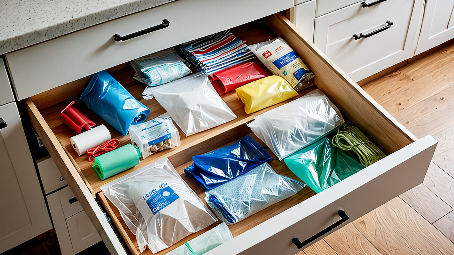 種類別のポリ袋と穴あけ道具